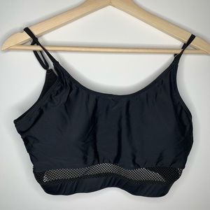 Mesh band black bathing suit top